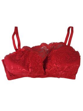 Valmont Lace Cami Bralette Bra Red 44DD Wirefree Full Coverage Soft Cup #86858